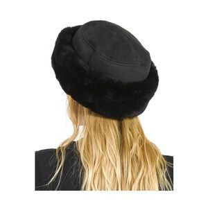 Vintage Black Genuine Shearling Fur Hat